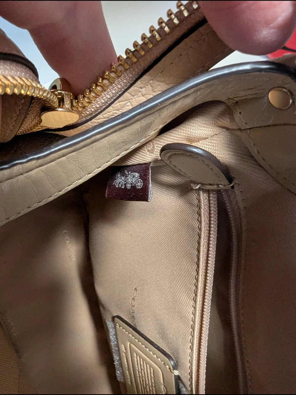 Coach Beachwood/Gold Pebble Leather Dome Satchel -